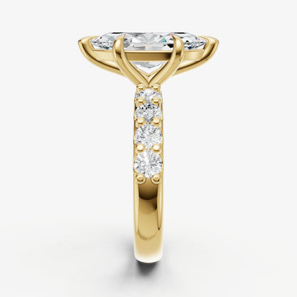 Marquise Solitaire Engagement Ring with Statement Diamond Band