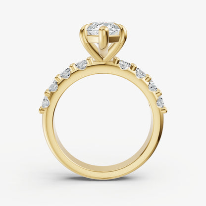 Marquise Solitaire Engagement Ring with Statement Diamond Band
