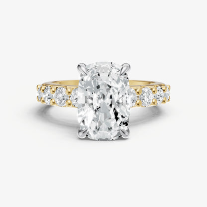 Old Miner Solitaire Engagement Ring with Statement Diamond Band