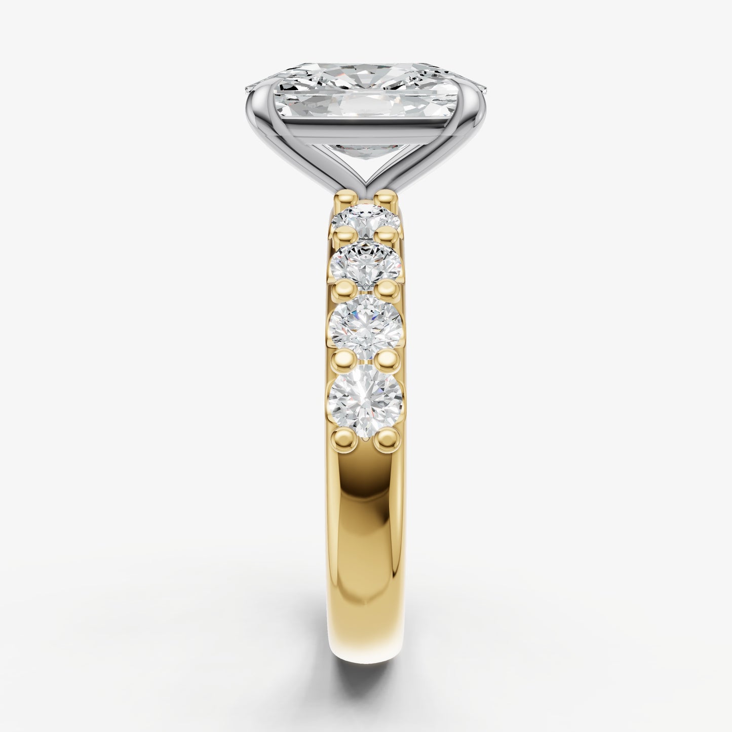 Old Miner Solitaire Engagement Ring with Statement Diamond Band