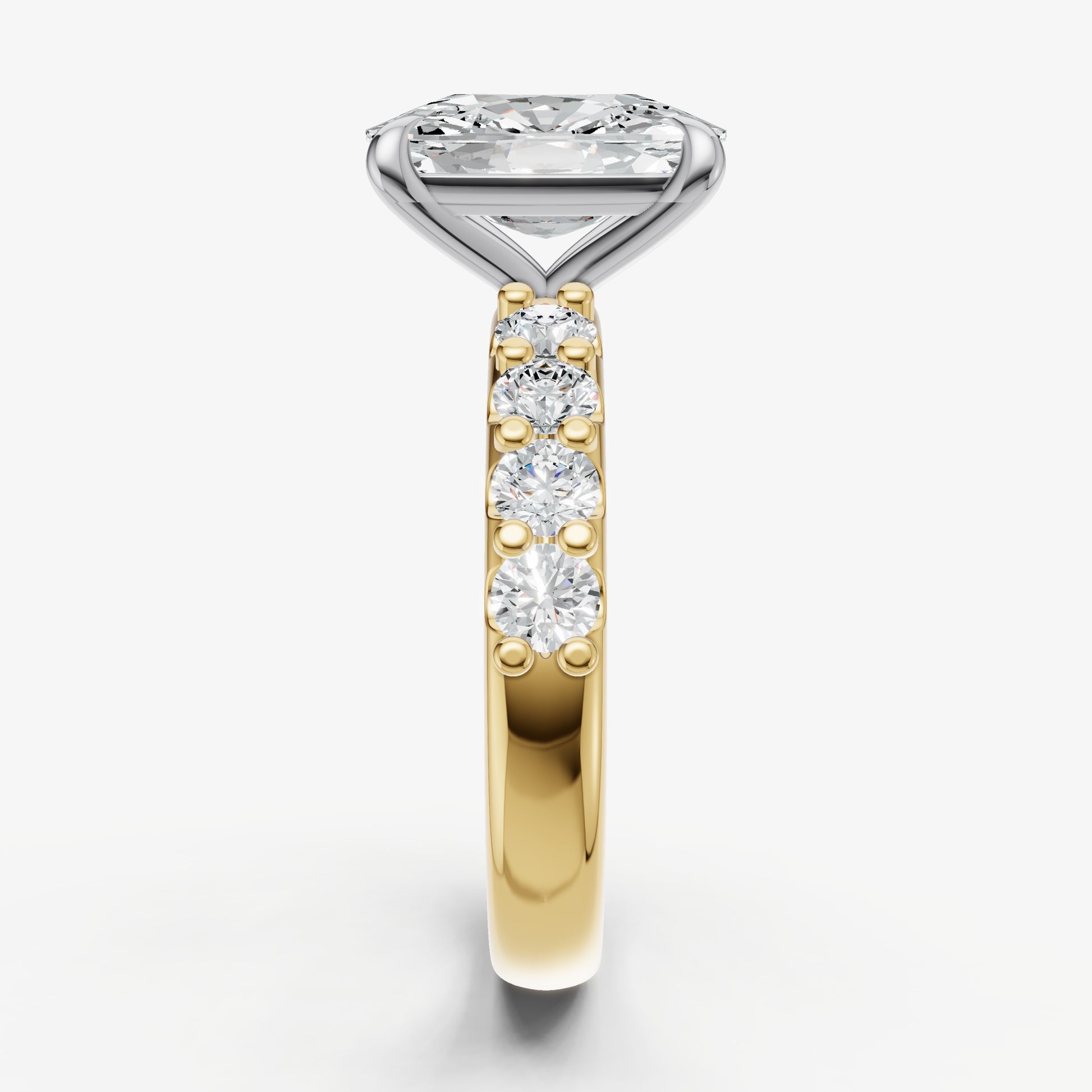 Old Miner Solitaire Engagement Ring with Statement Diamond Band