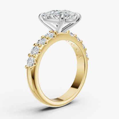 Old Miner Solitaire Engagement Ring with Statement Diamond Band