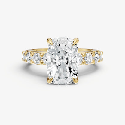 Old Miner Solitaire Engagement Ring with Statement Diamond Band