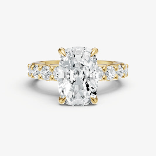 Old Miner Solitaire Engagement Ring with Statement Diamond Band
