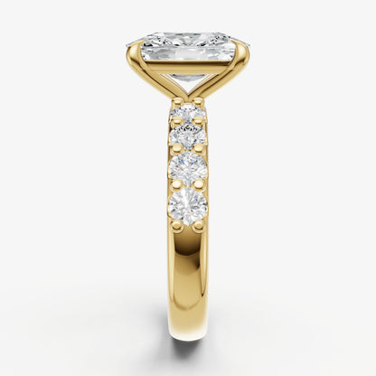 Old Miner Solitaire Engagement Ring with Statement Diamond Band