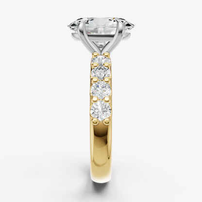 Oval Solitaire Engagement Ring with Statement Diamond Band