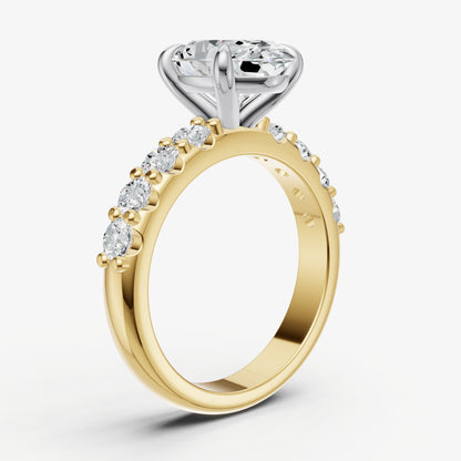 Oval Solitaire Engagement Ring with Statement Diamond Band