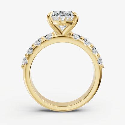 Oval Solitaire Engagement Ring with Statement Diamond Band