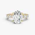 Oval Solitaire Engagement Ring with Statement Diamond Band