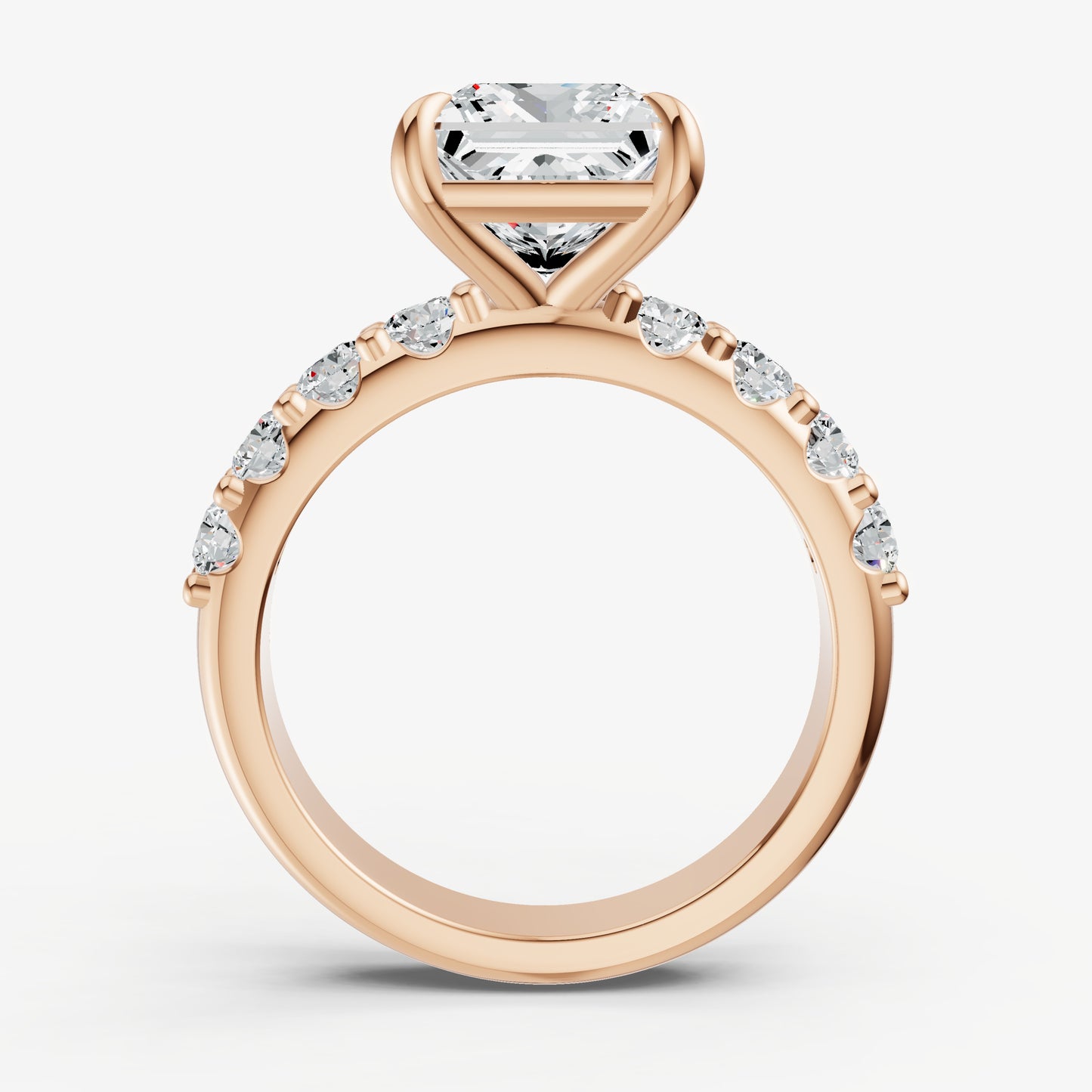 Princess Solitaire Engagement Ring with Statement Diamond Band
