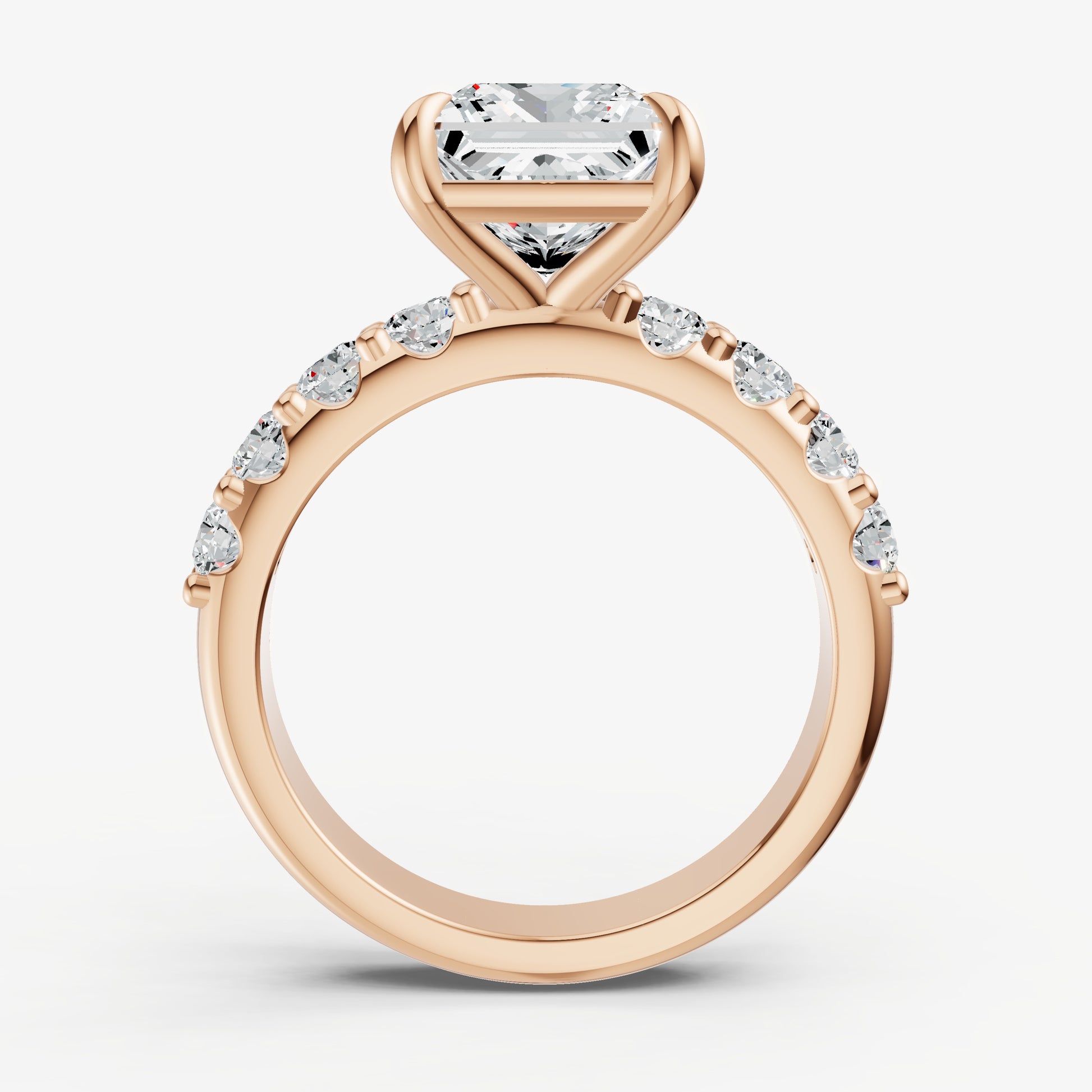 Princess Solitaire Engagement Ring with Statement Diamond Band