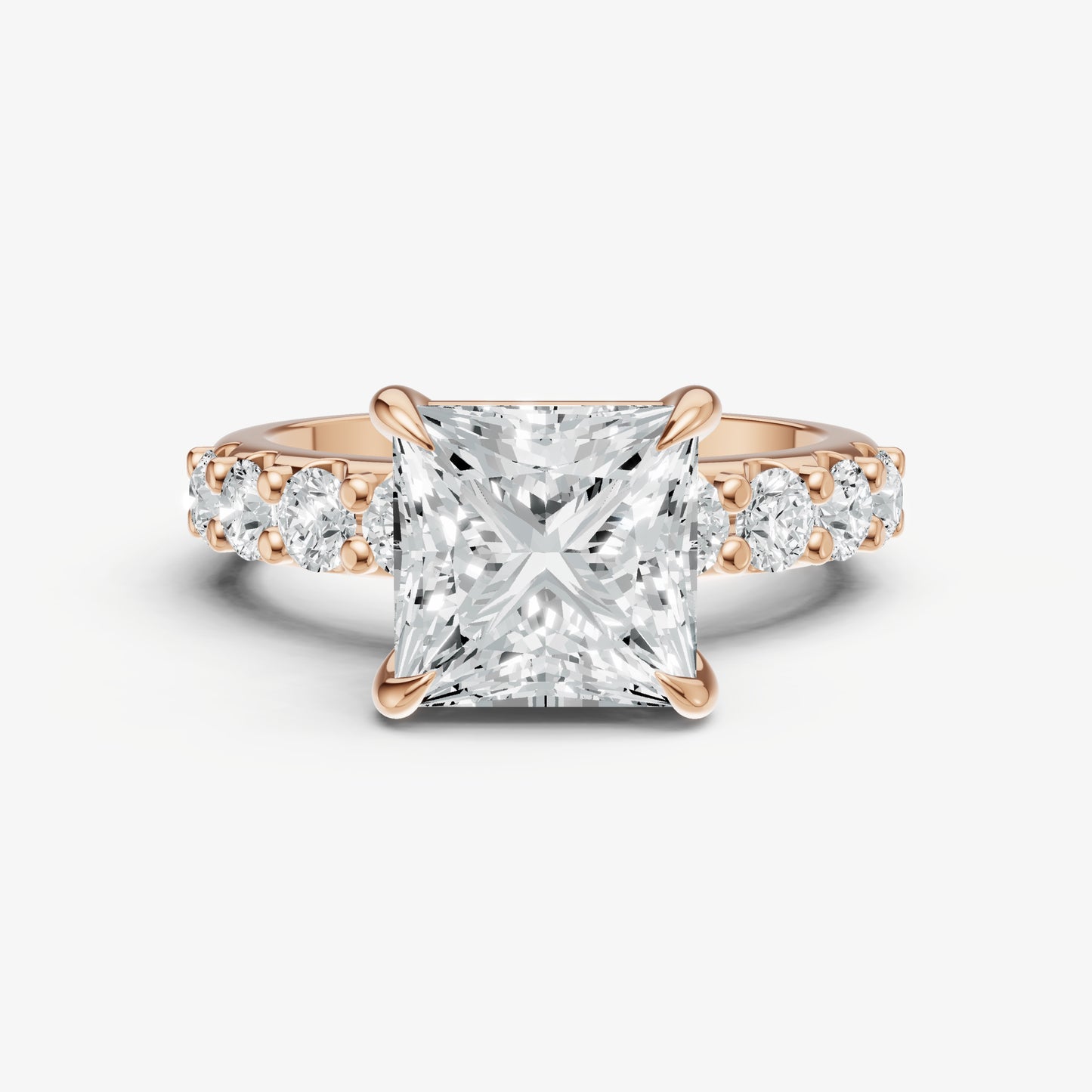 Princess Solitaire Engagement Ring with Statement Diamond Band