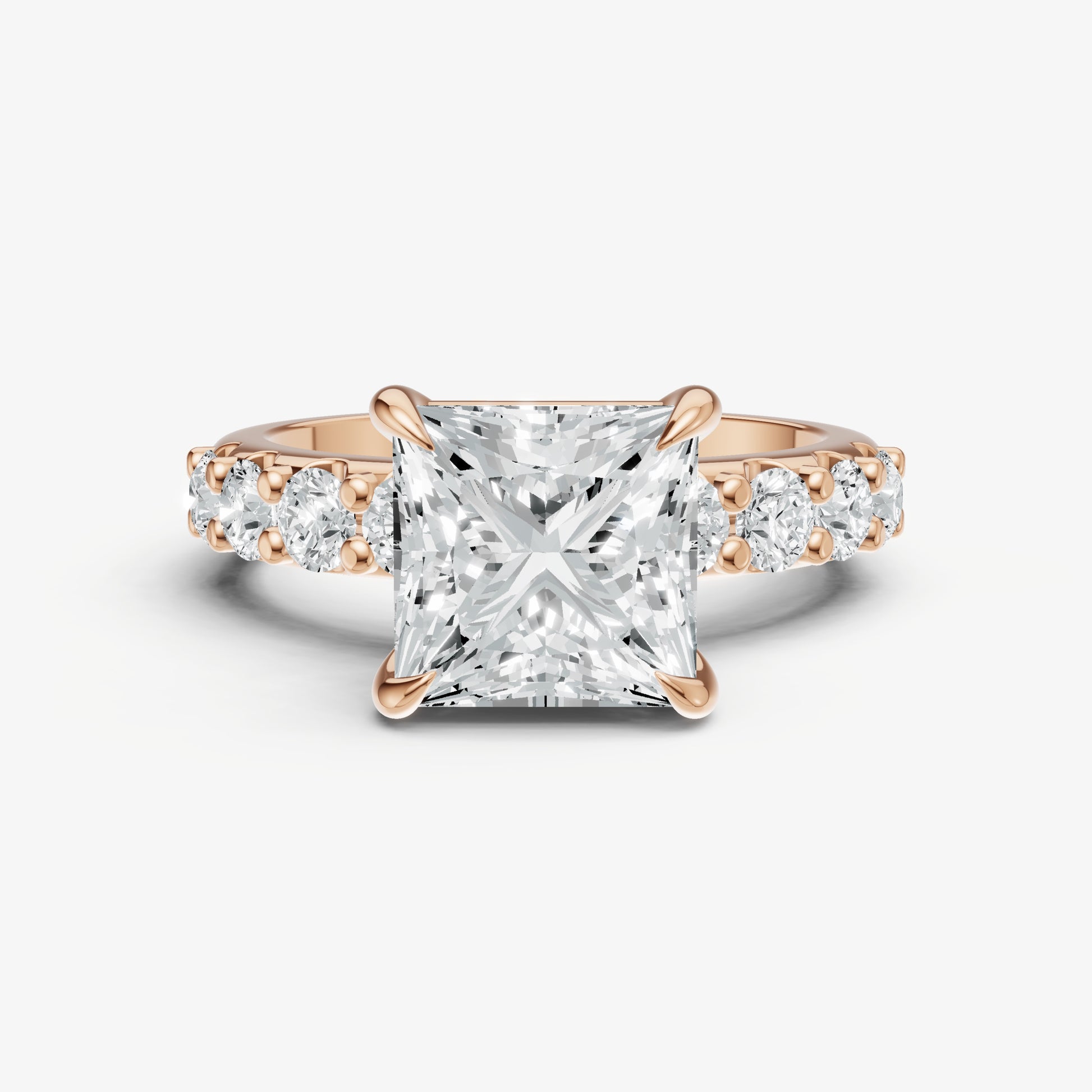 Princess Solitaire Engagement Ring with Statement Diamond Band
