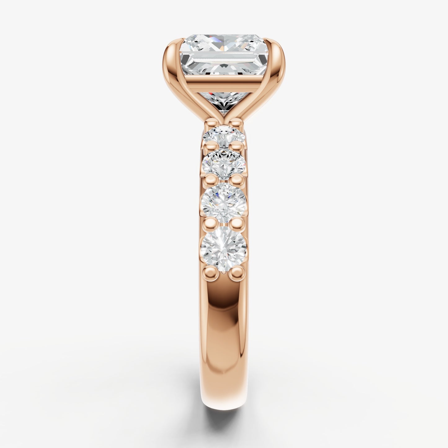 Princess Solitaire Engagement Ring with Statement Diamond Band