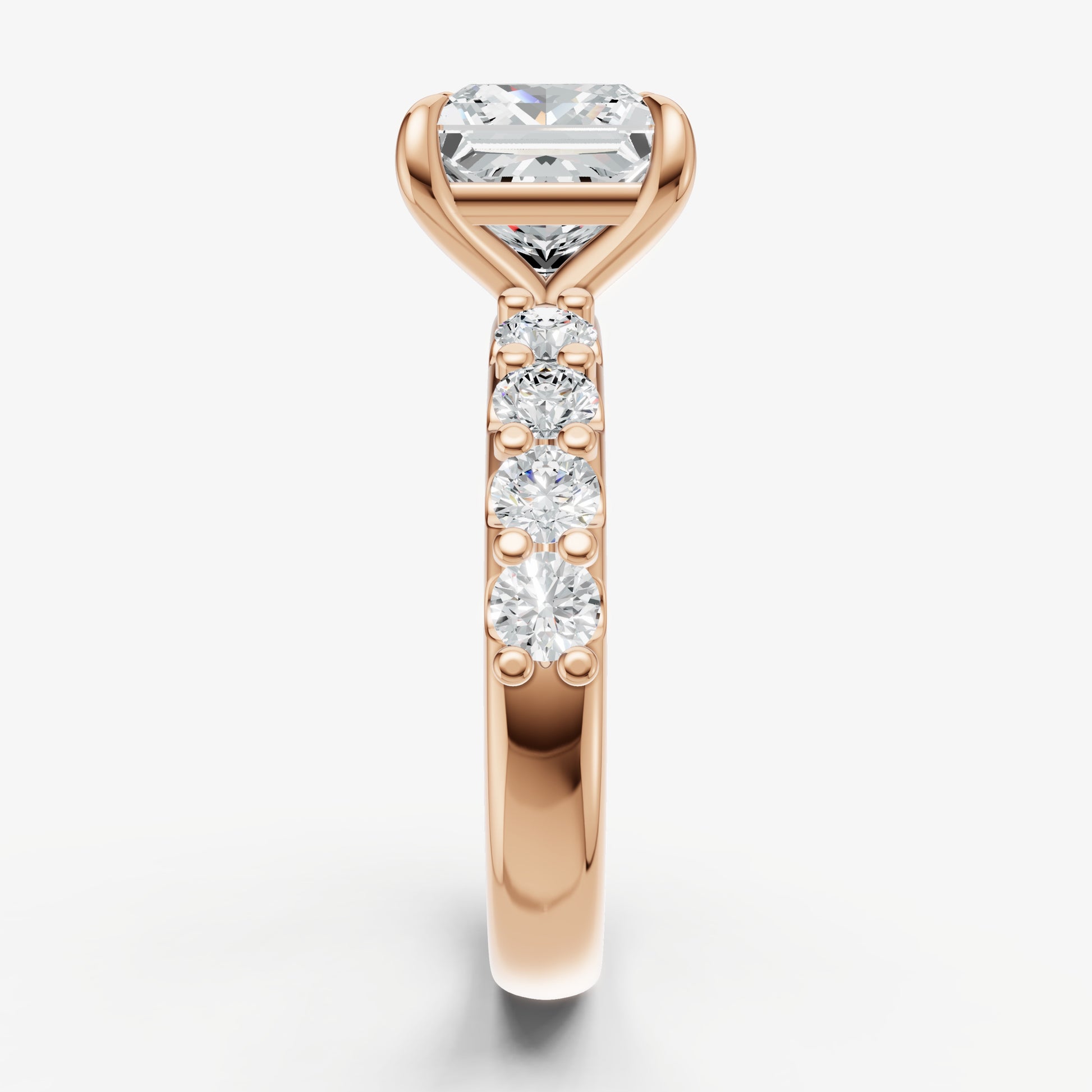 Princess Solitaire Engagement Ring with Statement Diamond Band