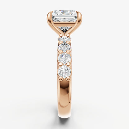 Princess Solitaire Engagement Ring with Statement Diamond Band