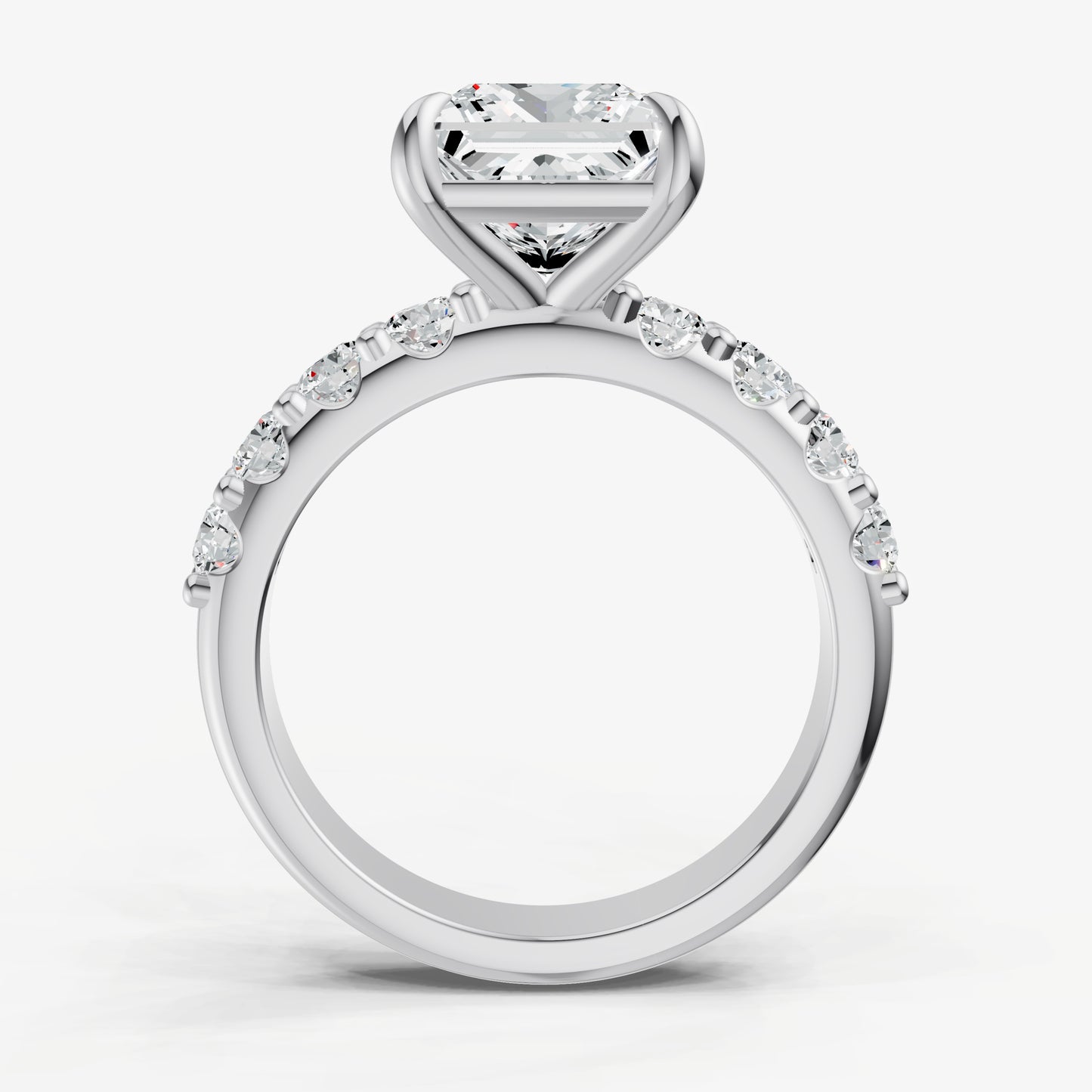 Princess Solitaire Engagement Ring with Statement Diamond Band