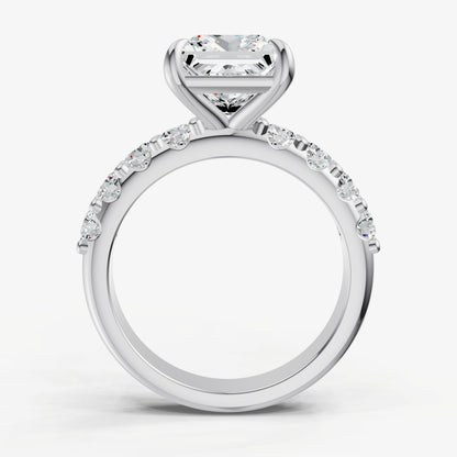 Princess Solitaire Engagement Ring with Statement Diamond Band