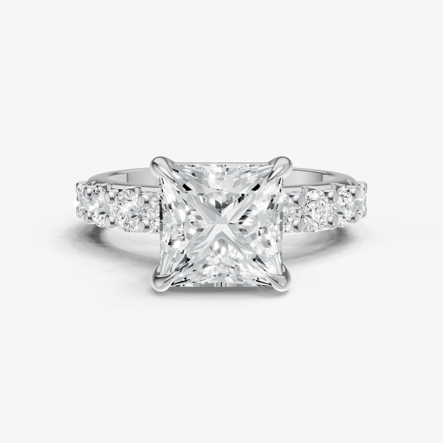 Princess Solitaire Engagement Ring with Statement Diamond Band