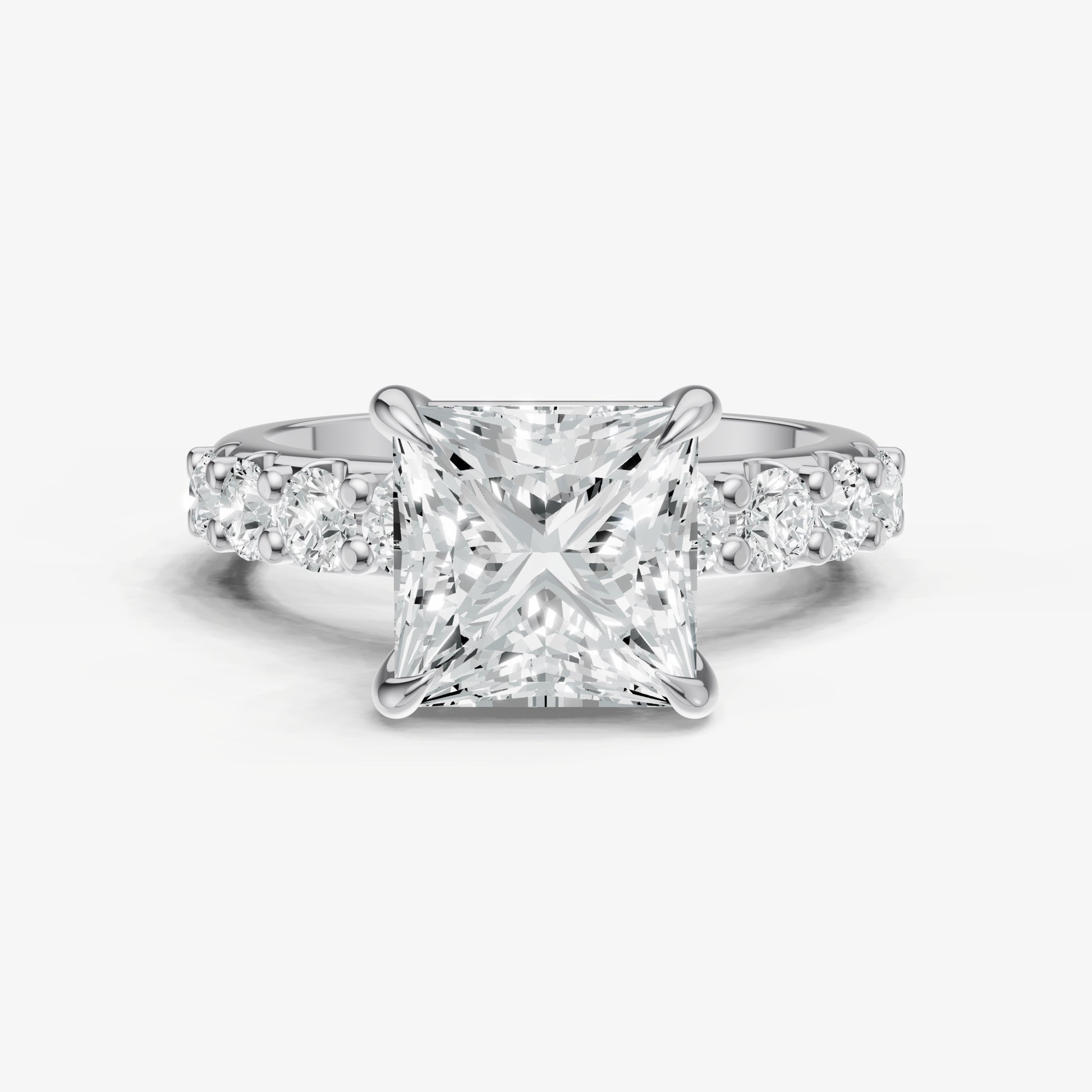 Princess Solitaire Engagement Ring with Statement Diamond Band