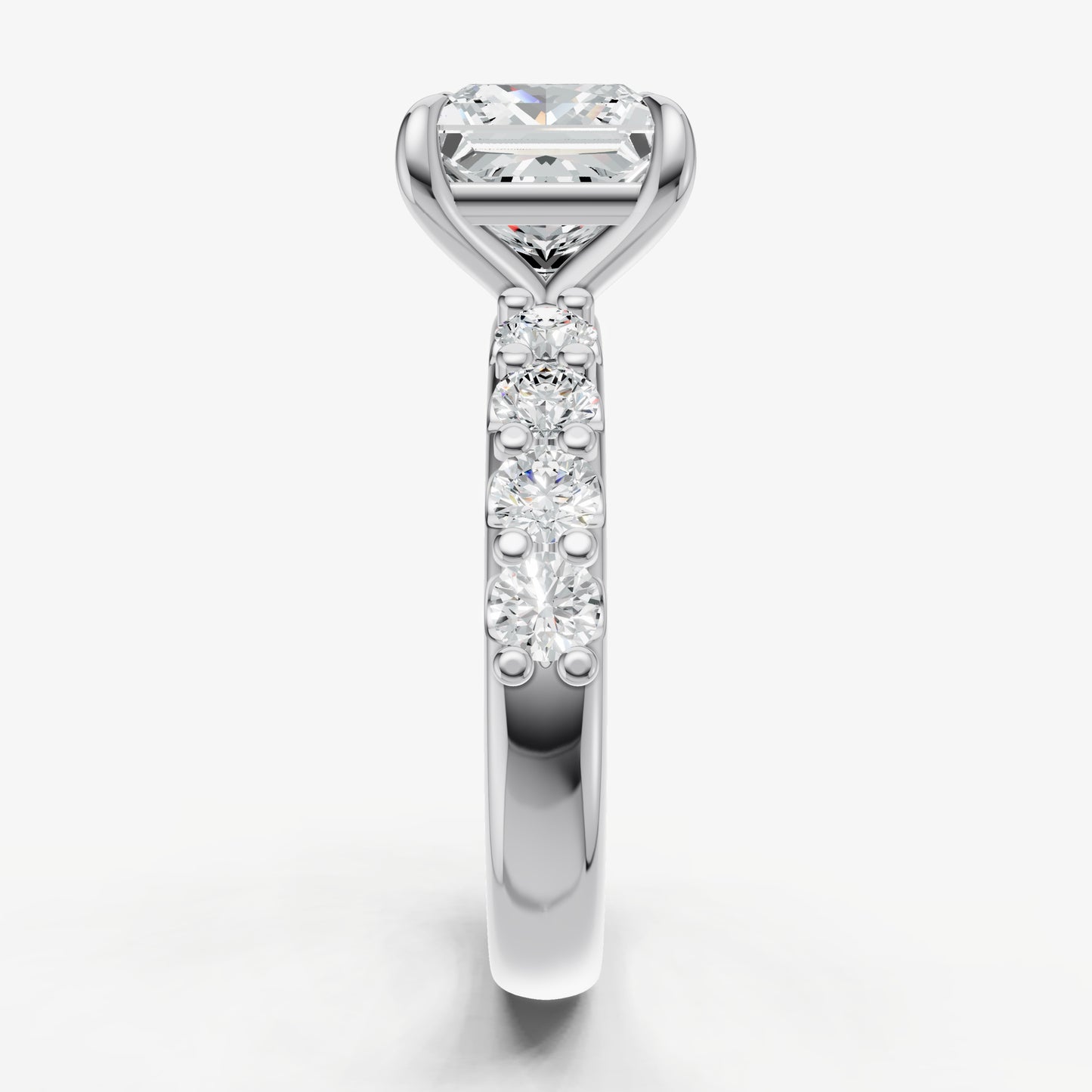 Princess Solitaire Engagement Ring with Statement Diamond Band