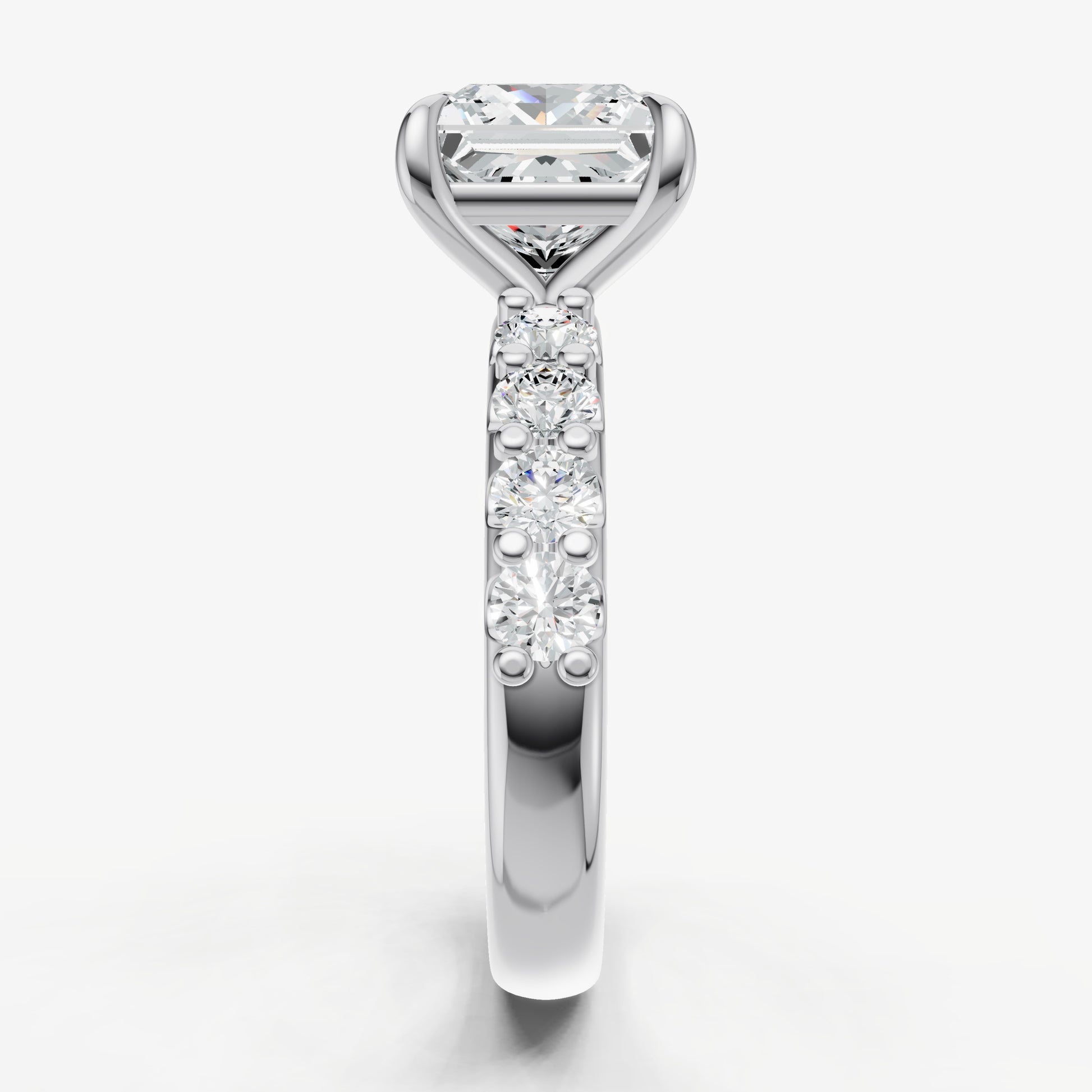 Princess Solitaire Engagement Ring with Statement Diamond Band