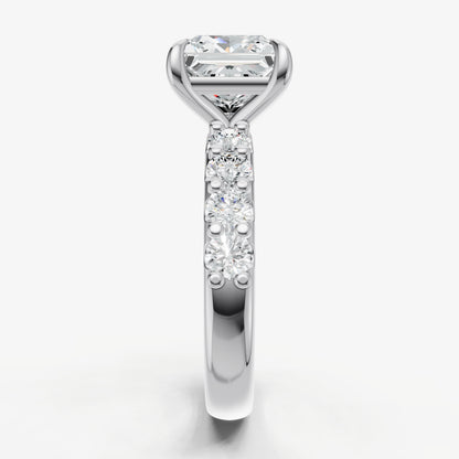 Princess Solitaire Engagement Ring with Statement Diamond Band