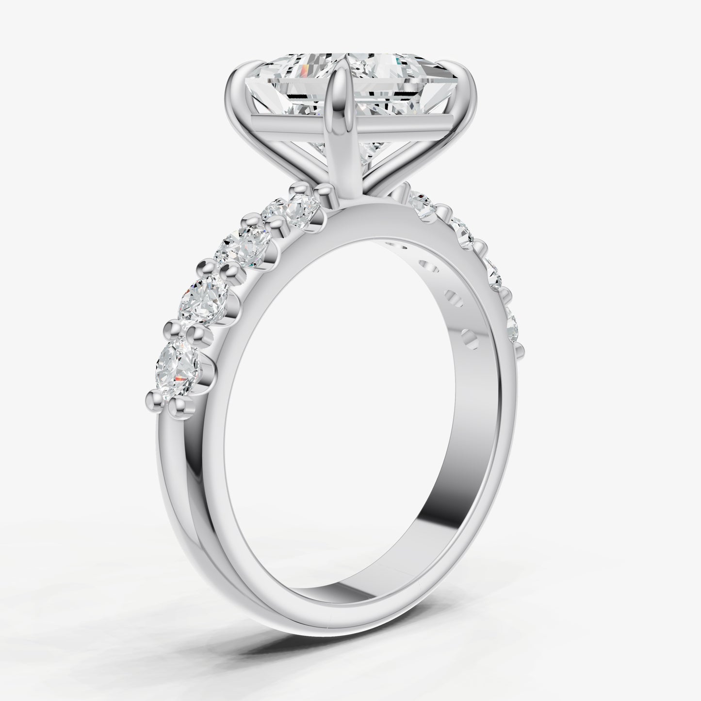Princess Solitaire Engagement Ring with Statement Diamond Band