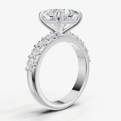 Princess Solitaire Engagement Ring with Statement Diamond Band