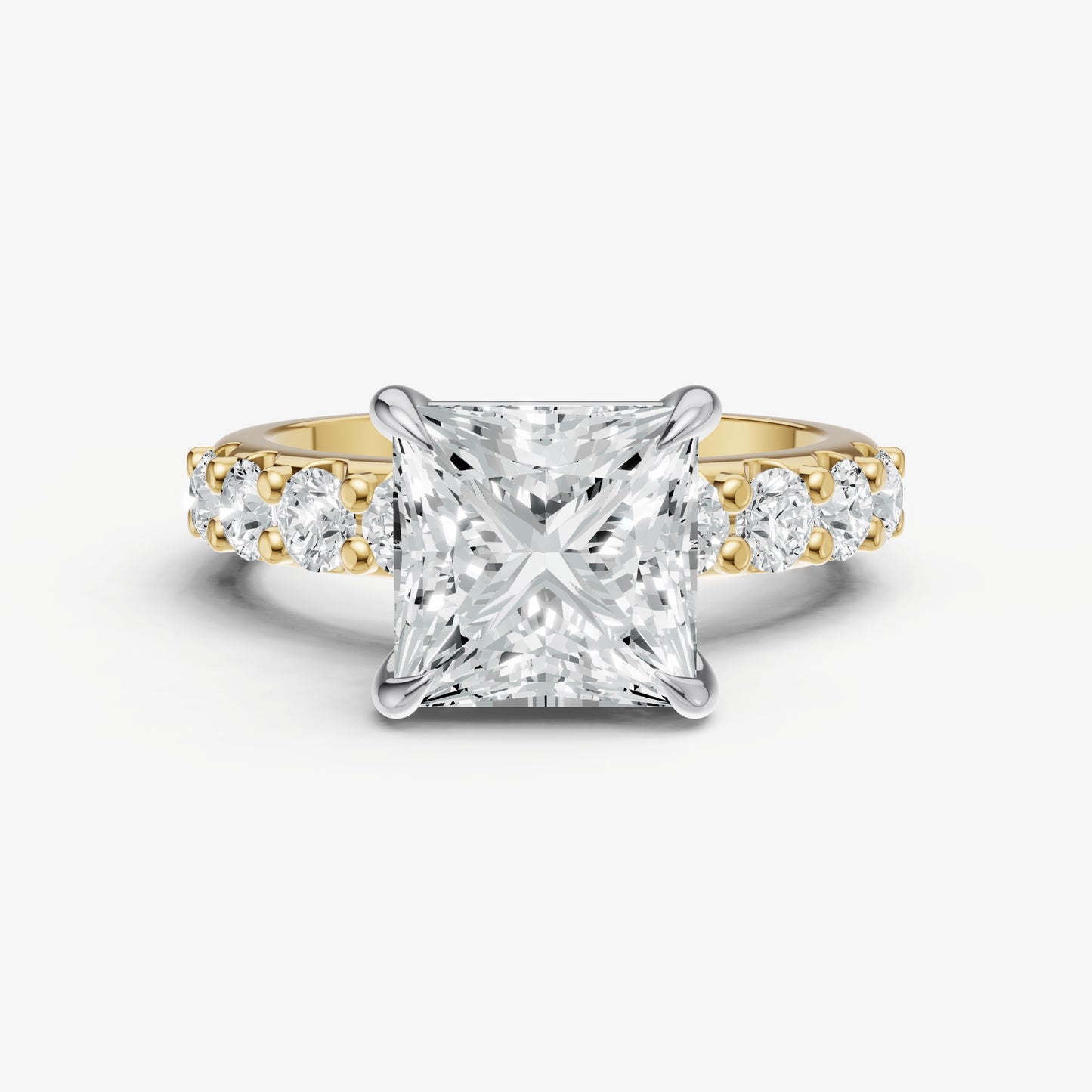 Princess Solitaire Engagement Ring with Statement Diamond Band