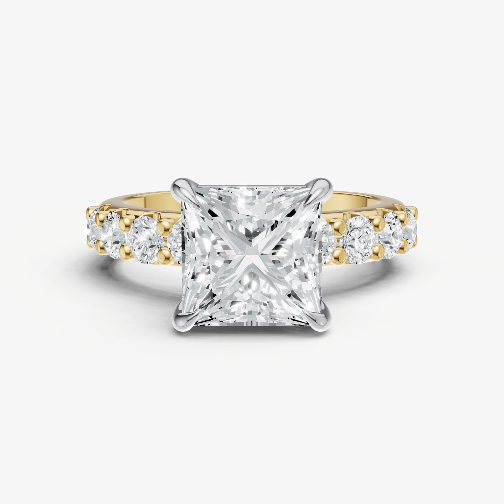 Princess Solitaire Engagement Ring with Statement Diamond Band
