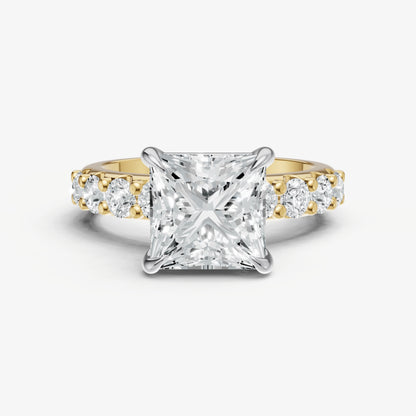 Princess Solitaire Engagement Ring with Statement Diamond Band