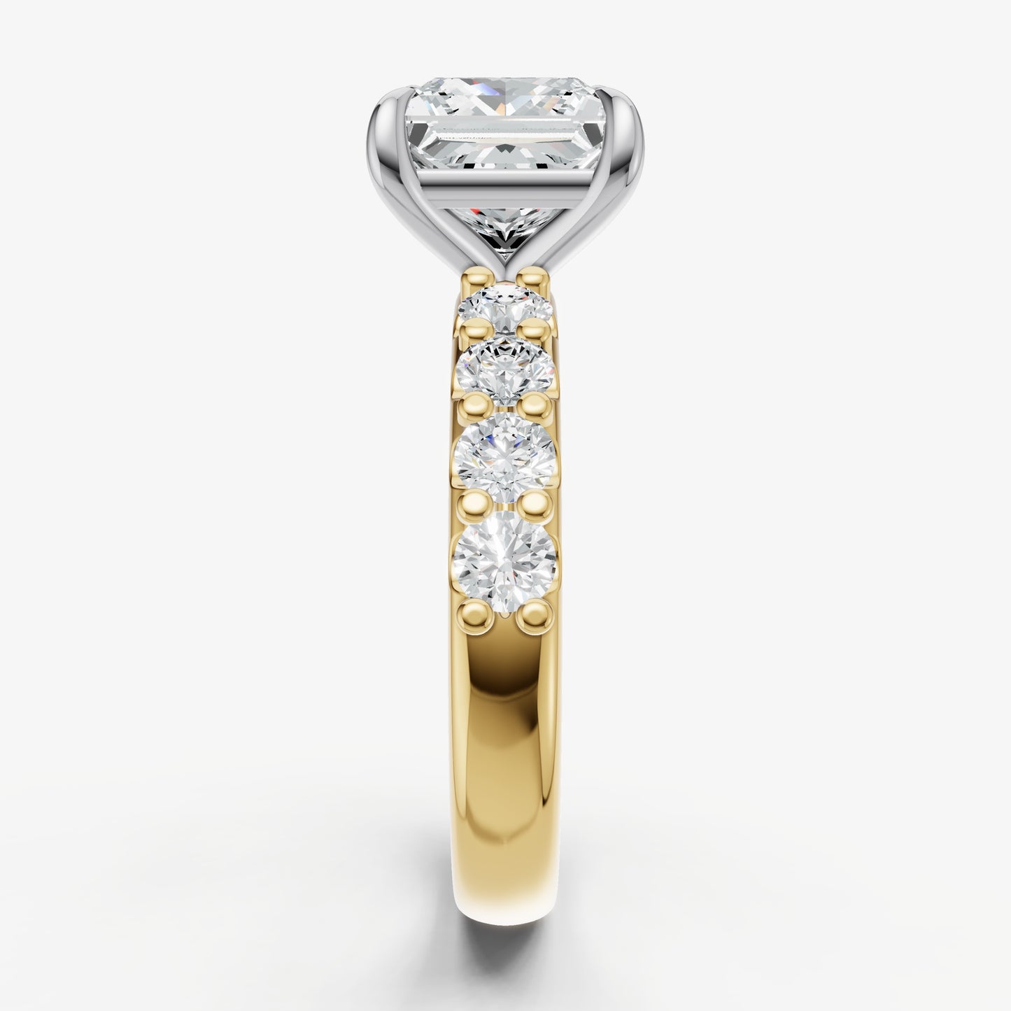 Princess Solitaire Engagement Ring with Statement Diamond Band