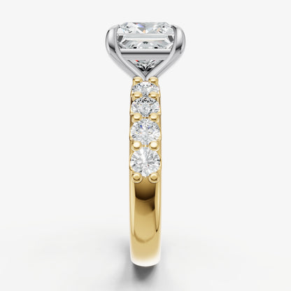 Princess Solitaire Engagement Ring with Statement Diamond Band