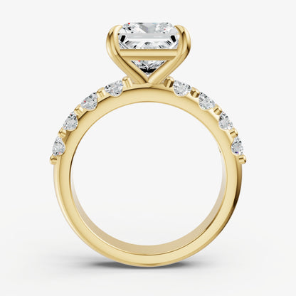 Princess Solitaire Engagement Ring with Statement Diamond Band