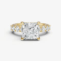 Princess Solitaire Engagement Ring with Statement Diamond Band