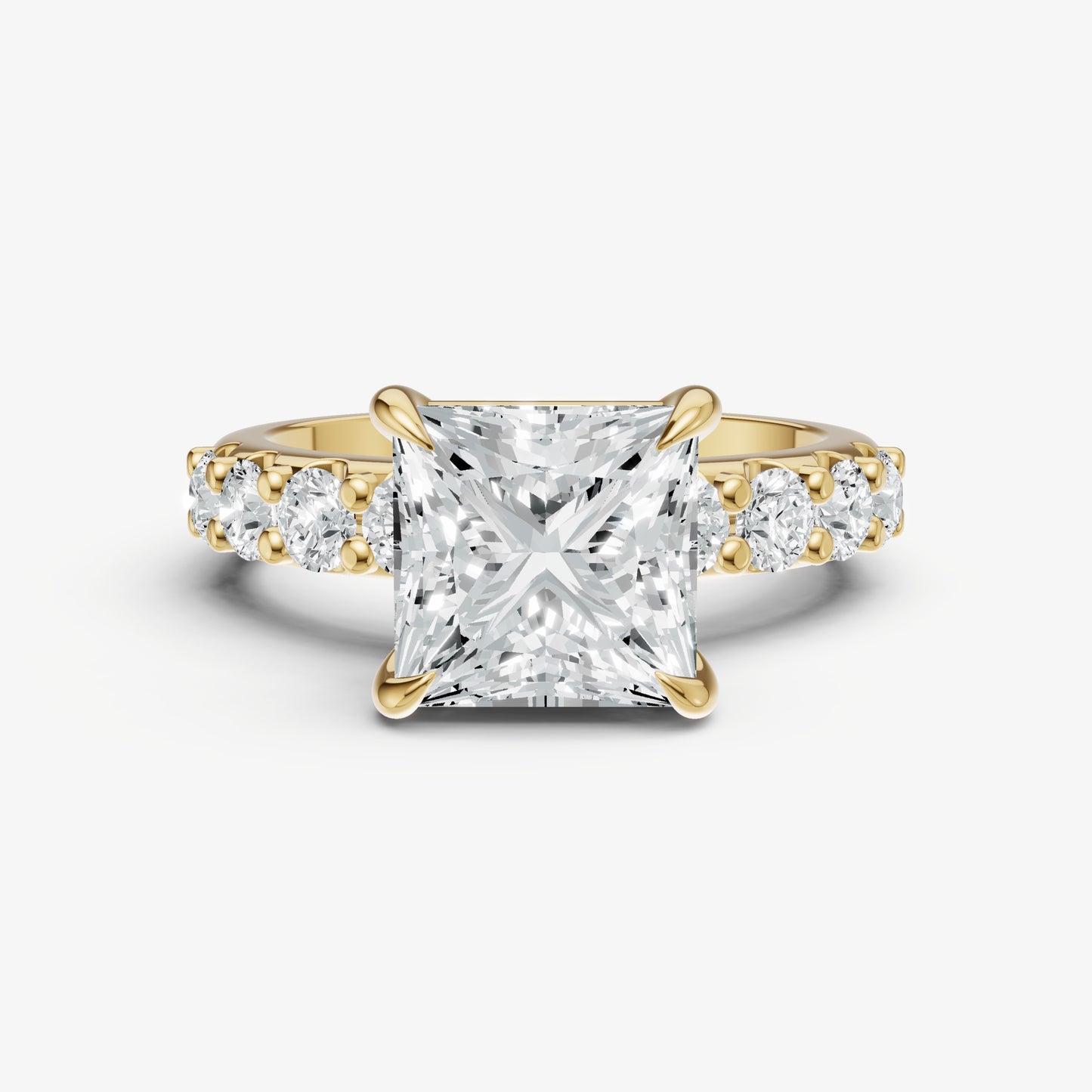 Princess Solitaire Engagement Ring with Statement Diamond Band