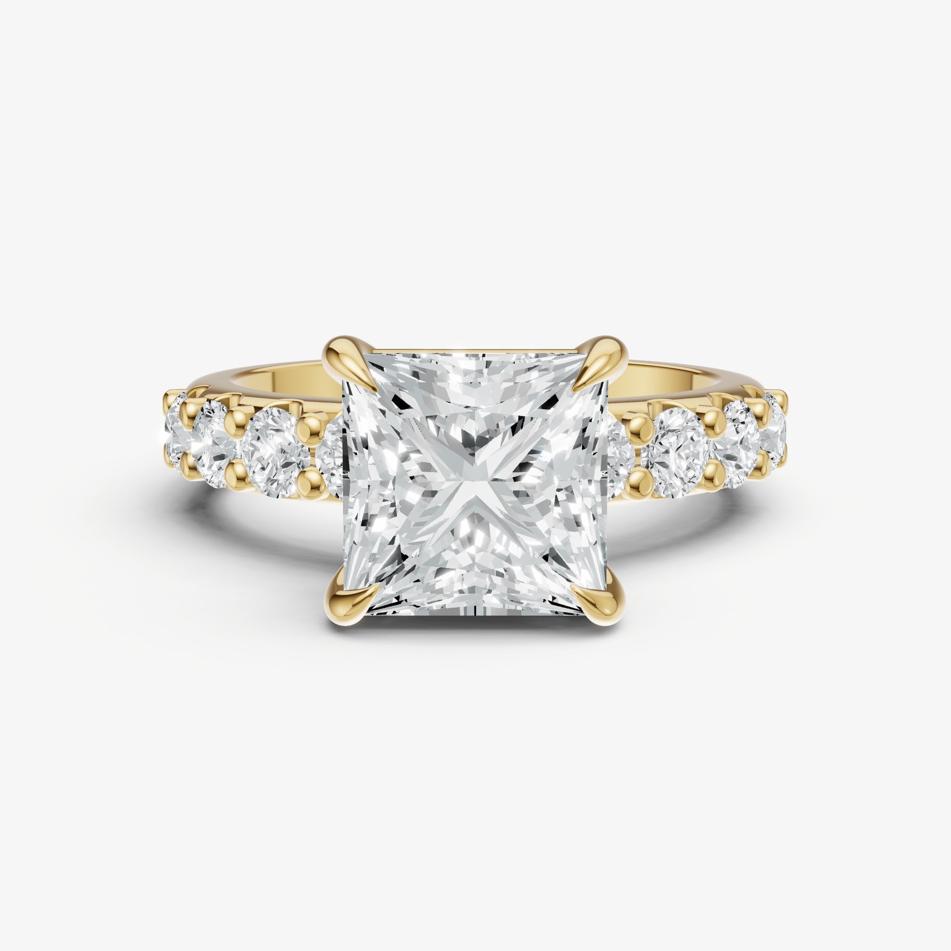 Princess Solitaire Engagement Ring with Statement Diamond Band