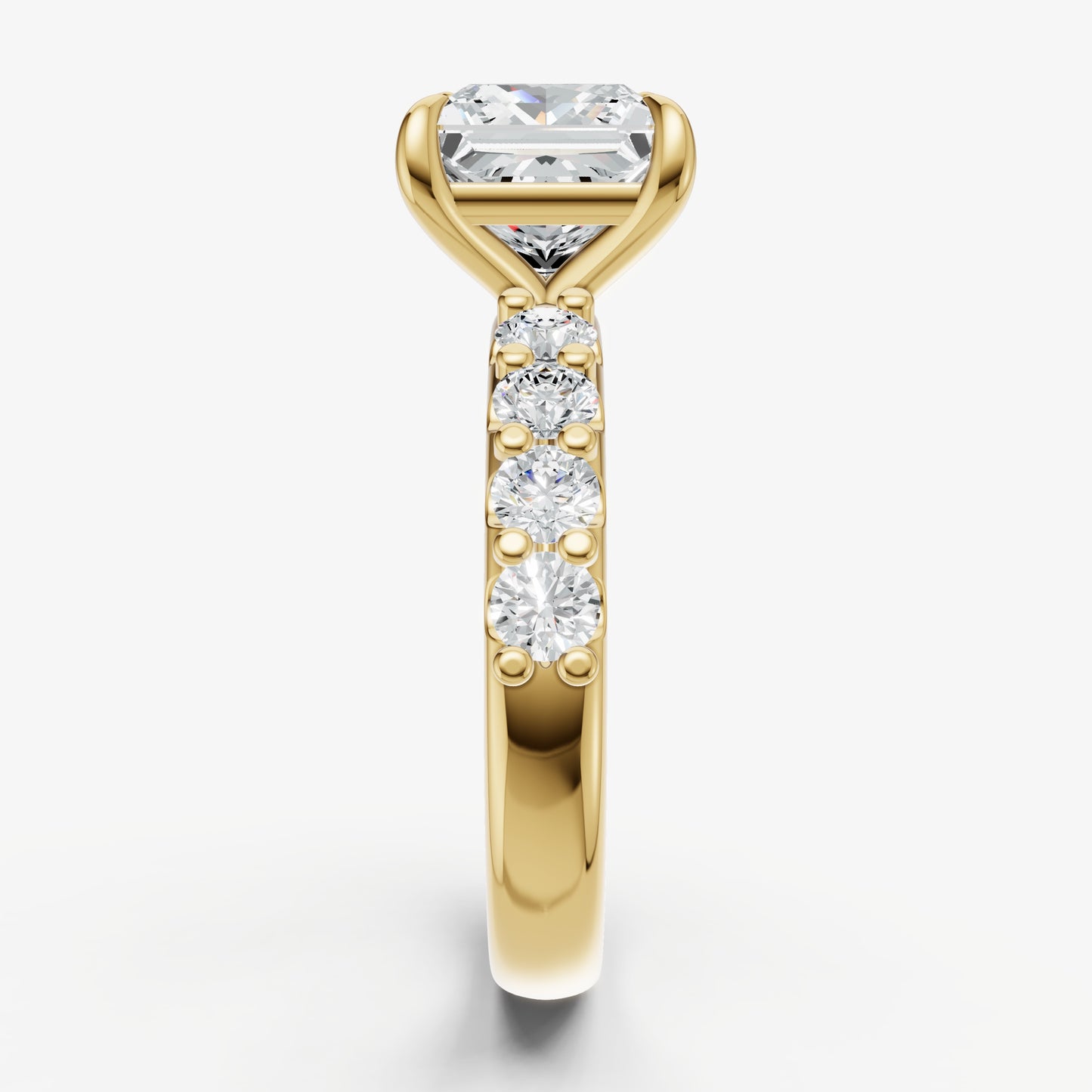 Princess Solitaire Engagement Ring with Statement Diamond Band