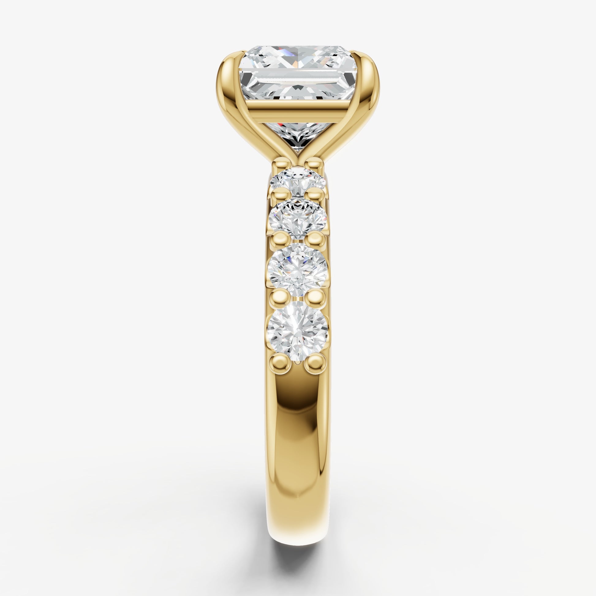 Princess Solitaire Engagement Ring with Statement Diamond Band
