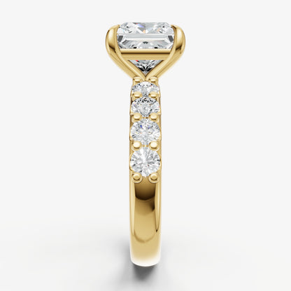 Princess Solitaire Engagement Ring with Statement Diamond Band