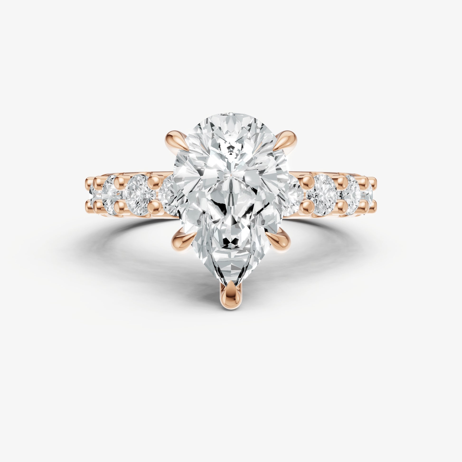 Pear Solitaire Engagement Ring with Statement Diamond Band