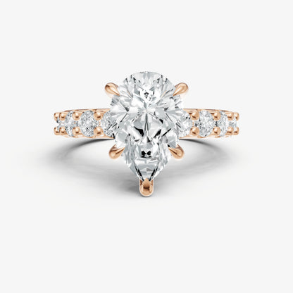 Pear Solitaire Engagement Ring with Statement Diamond Band
