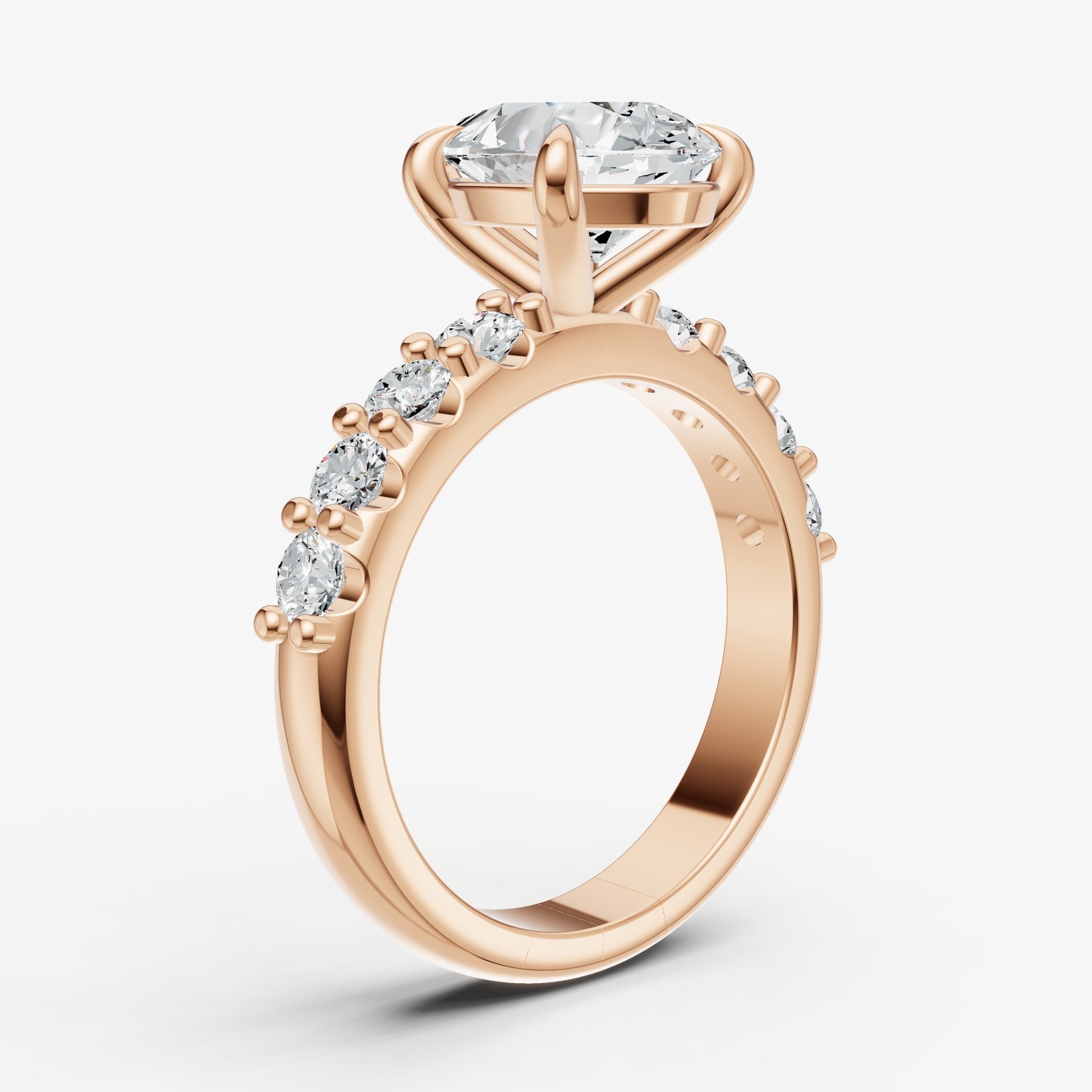 Pear Solitaire Engagement Ring with Statement Diamond Band