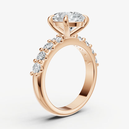 Pear Solitaire Engagement Ring with Statement Diamond Band