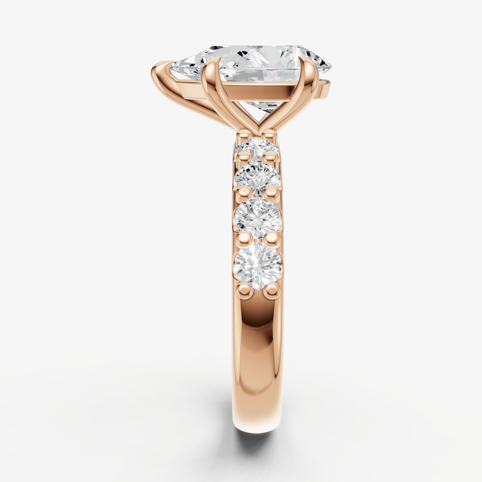 Pear Solitaire Engagement Ring with Statement Diamond Band