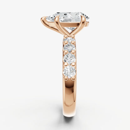 Pear Solitaire Engagement Ring with Statement Diamond Band