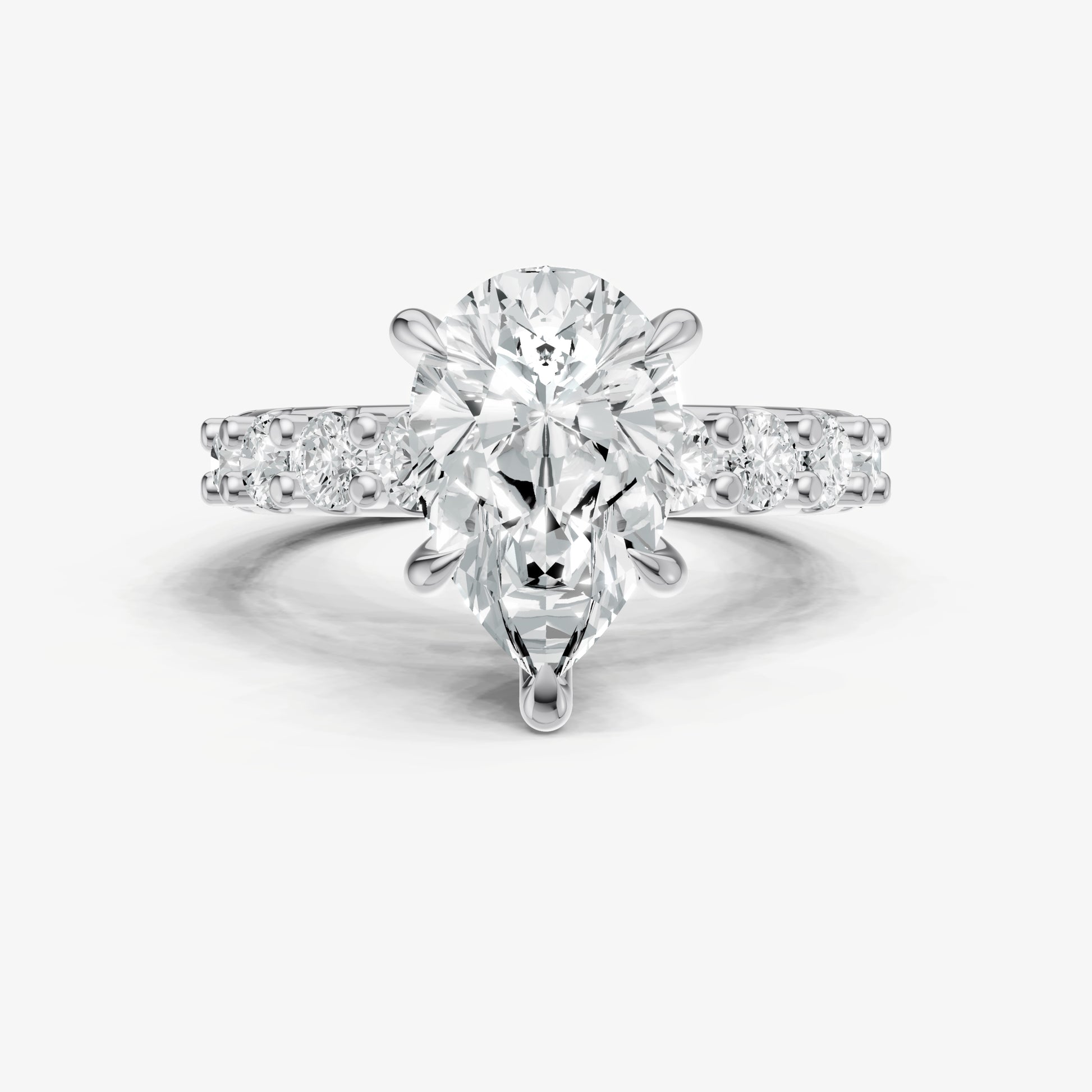 Pear Solitaire Engagement Ring with Statement Diamond Band
