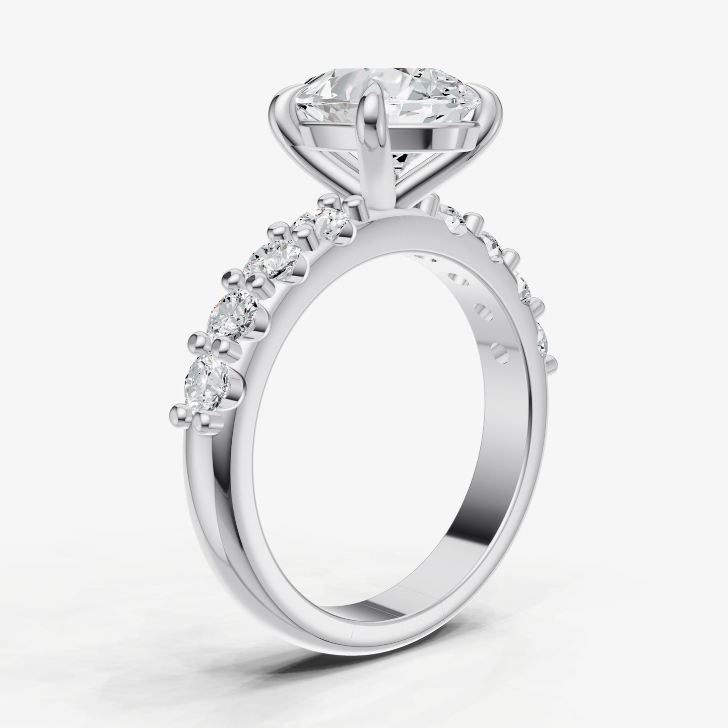 Pear Solitaire Engagement Ring with Statement Diamond Band