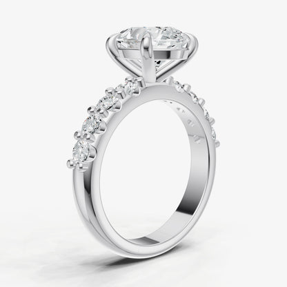 Pear Solitaire Engagement Ring with Statement Diamond Band